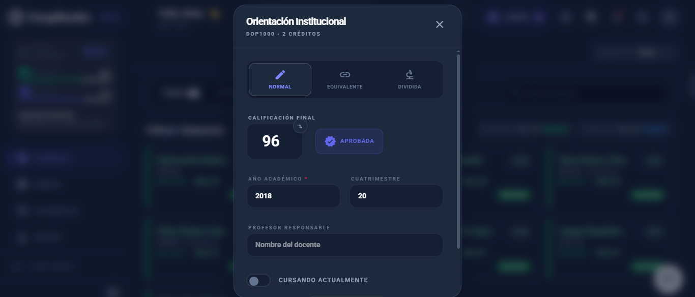 Edición de Asignaturas